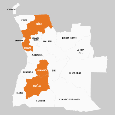 Mapa com as províncias de Angola